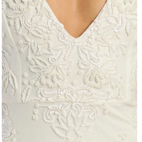 Passionate Romance White Beaded Sequin Mermaid Maxi Dress Size XS NWOT - Picture 4 of 11